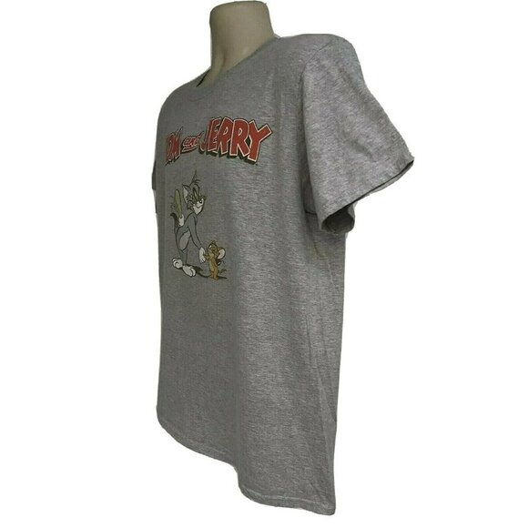 Hanna Barbera Tom Jerry Gray Graphic T-Shirt Large Cotton TV Cartoon Cat Mouse - Picture 3 of 6